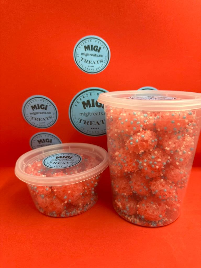 Freeze-Dried Puffy Crispy Cherry-Raspberry Gummy Candies