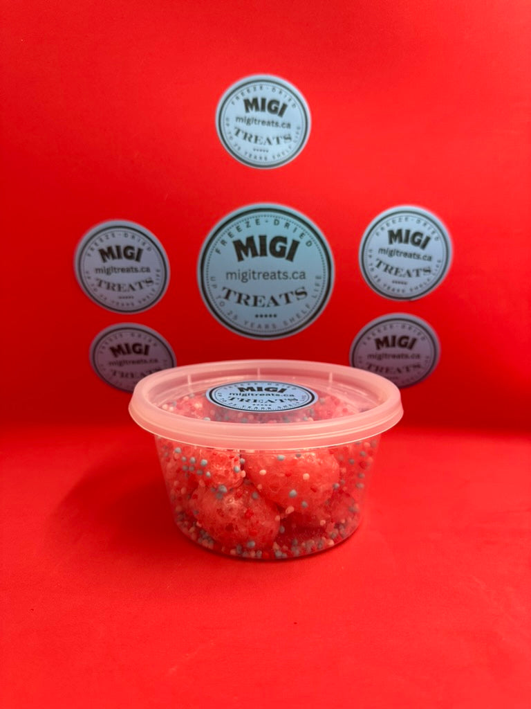 Freeze-Dried Puffy Crispy Cherry-Raspberry Gummy Candies